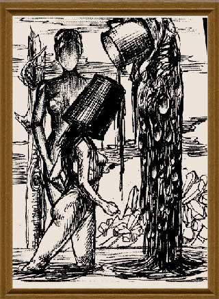 Подпитка знаниями - графика художник Кувшинов В.Н. рисунки художника эскизы к картинам. 