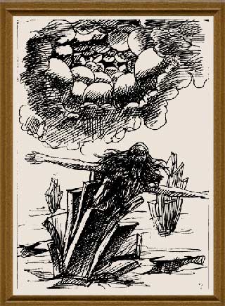 Молитва - графика художник Кувшинов В.Н. рисунки художника эскизы к картинам. 