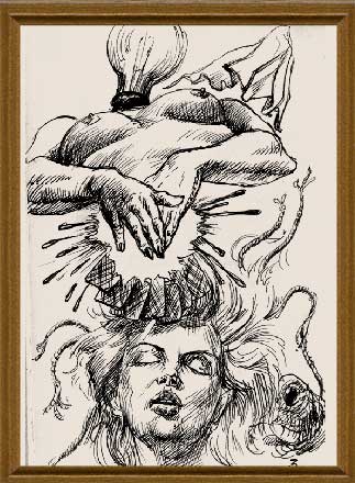 Скрытность  - графика художник Кувшинов В.Н. рисунки художника эскизы к картинам. 