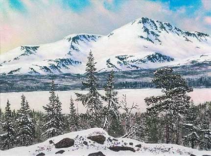 Вечер зимой картина из каменной крошки вечерний пейзаж