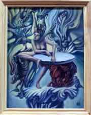 Танец с барабаном 1995 г. картина маслом художник  Кувшинов В.Н.