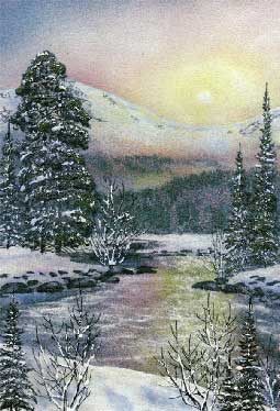 Зимний день. Картина из каменной крошки художник Кувшинов В.Н.