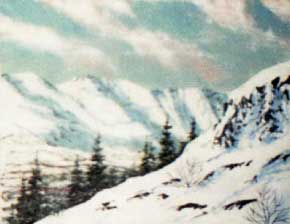 В горах.2003 год. Картина из каменной крошки художник Кувшинов В.Н.