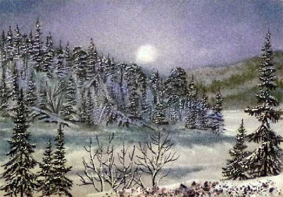 Полнолуние.Картина из каменной крошки художник Кувшинов В.Н.  Ночной пейзаж