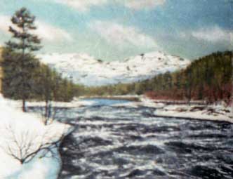 Весна речка. Пейзаж  из каменной крошки художник Кувшинов В.Н.