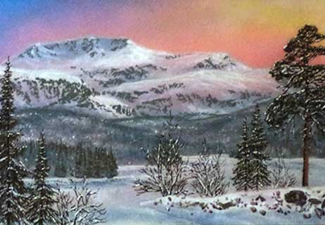 Полярная ночь днем. Картина из каменной крошки художник Кувшинов В.Н.