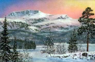 Рассвет в полярную ночь..  Картина из каменной крошки художник Кувшинов В.Н.