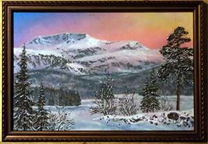 Полярная ночь, полдень. Картина из каменной крошки художник Кувшинов В.Н.