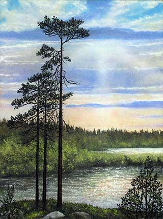 После дождя. Летний пейзаж. Картина из каменной крошки художник Кувшинов В.Н. Вы можете заказать картину с летом