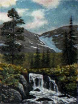 Ручей в горах. Картина из каменной крошки художник Кувшинов В.Н.